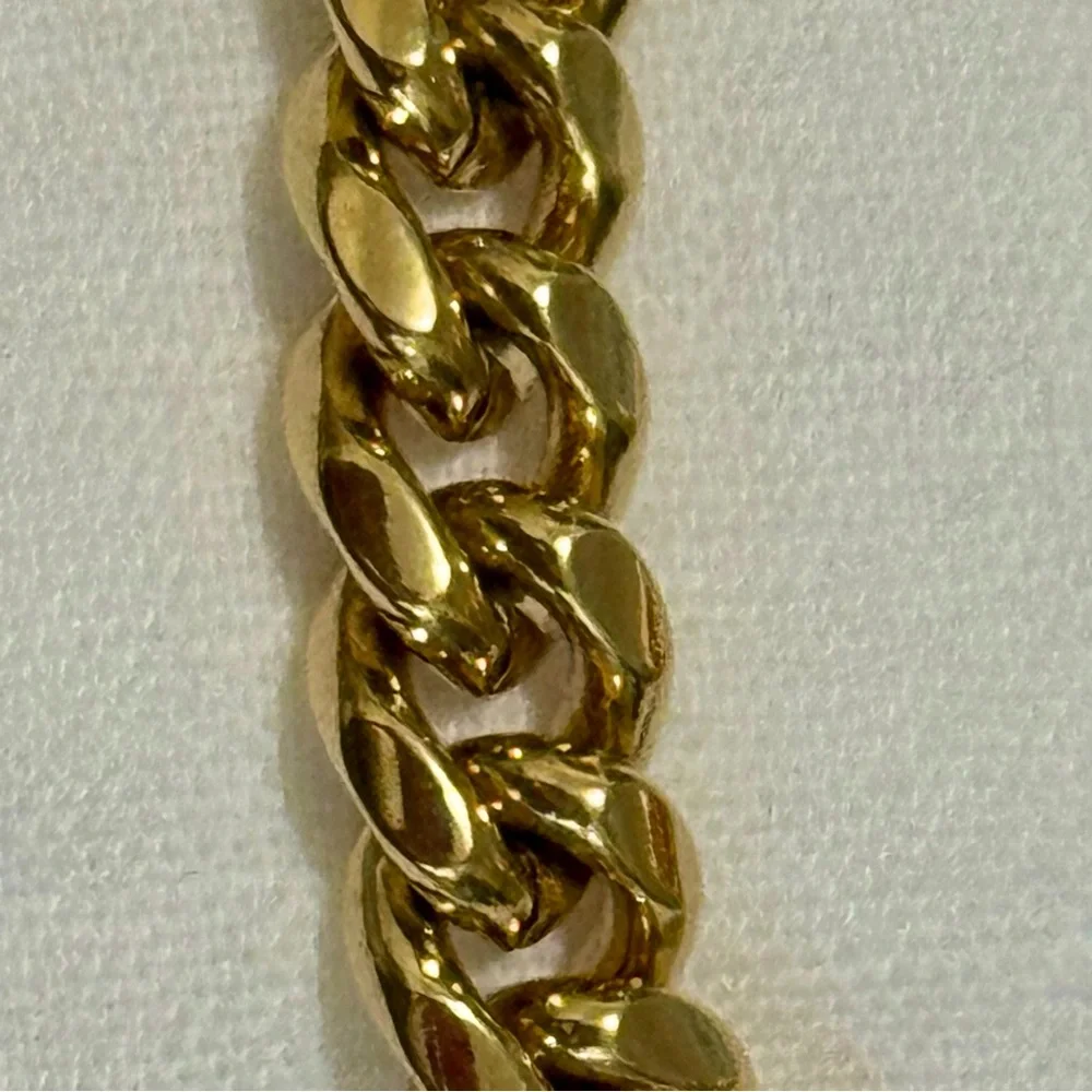 8 mm Solid Curb Link Chain Gold Tone Bracelet Lobster Clasp - Picture 6 of 9